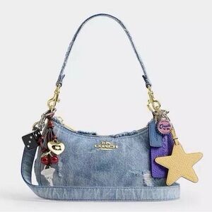 Coach Blue Denim and Brown Leather Bag